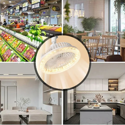 🌀 Ventilateur de plafond rotatif à 360° 💡 E27 avec télécommande – Double fonction lampe + ventilateur, silencieux & économique – idéal pour chambre, salon ou cuisine ❄️