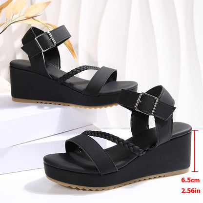 👡 Sandales compensées à lanières tressées pour femme 🌼
