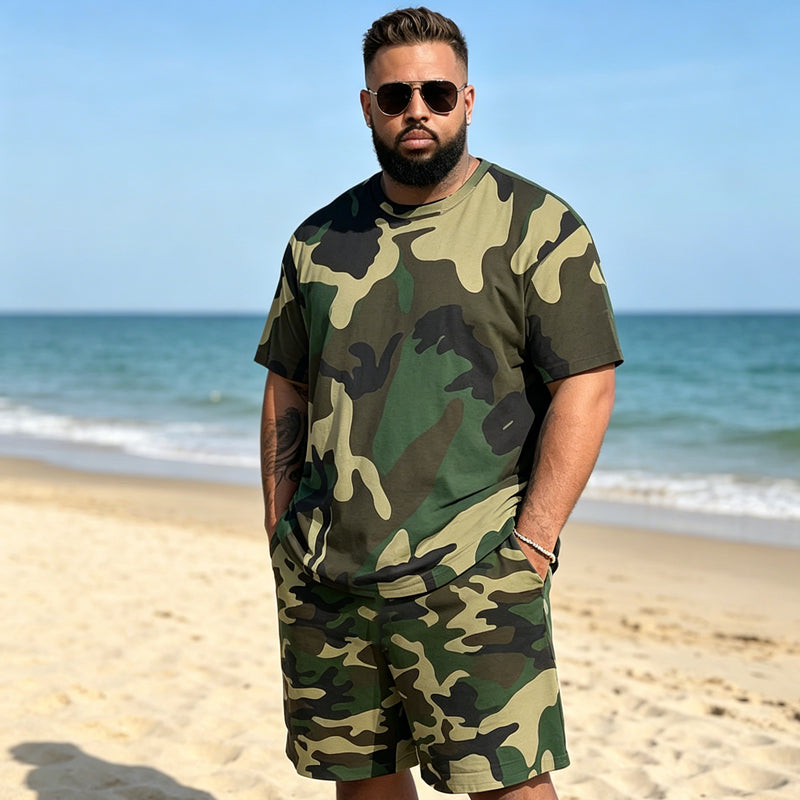 🎽 50% DE RÉDUCTION 🔥 Set sport homme imprimé militaire – T-shirt & short coordonnés – Confortable, respirant & style urbain – parfait pour le sport, les loisirs ou les journées chaudes 🌿