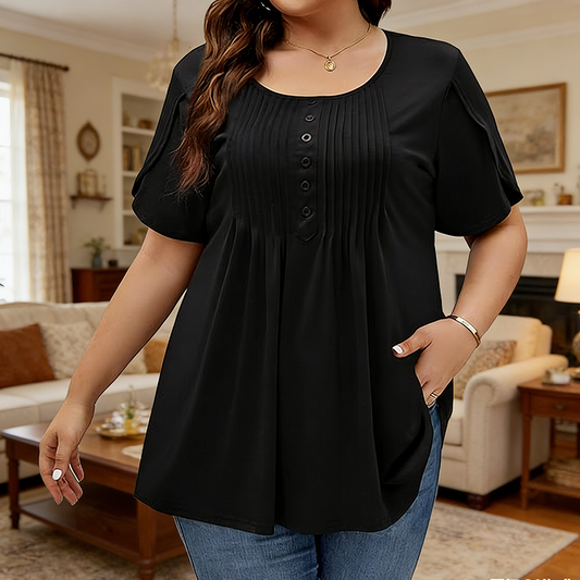👚 56% DE RÉDUCTION ✨ T-shirt femme à plis devant & manches bouffantes – Doux, respirant & élégant – Parfait pour le bureau, le brunch ou les journées de printemps 🌸