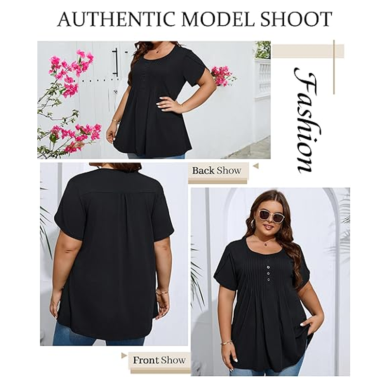 👚 56% DE RÉDUCTION ✨ T-shirt femme à plis devant & manches bouffantes – Doux, respirant & élégant – Parfait pour le bureau, le brunch ou les journées de printemps 🌸