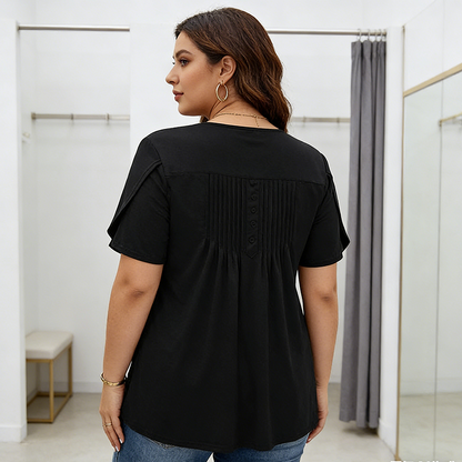👚 56% DE RÉDUCTION ✨ T-shirt femme à plis devant & manches bouffantes – Doux, respirant & élégant – Parfait pour le bureau, le brunch ou les journées de printemps 🌸
