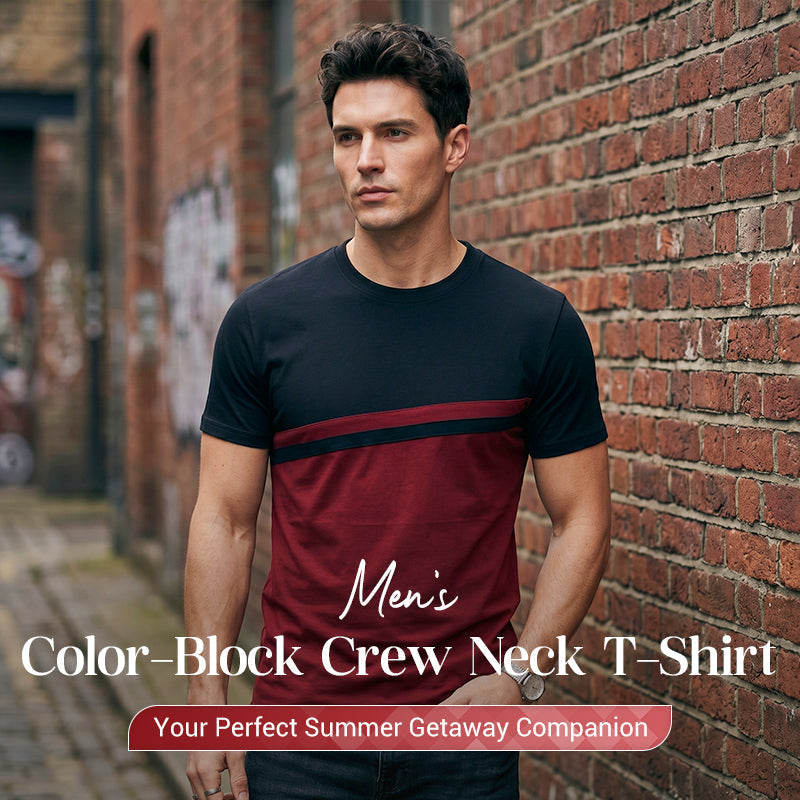 👕🔥 PROMO FLASH 50% ! T-shirt Homme Color-Block – Col Rond, Tissu Respirant & Léger, Style Décontracté Moderne, Parfait pour Loisirs, Sport & Quotidien ✨