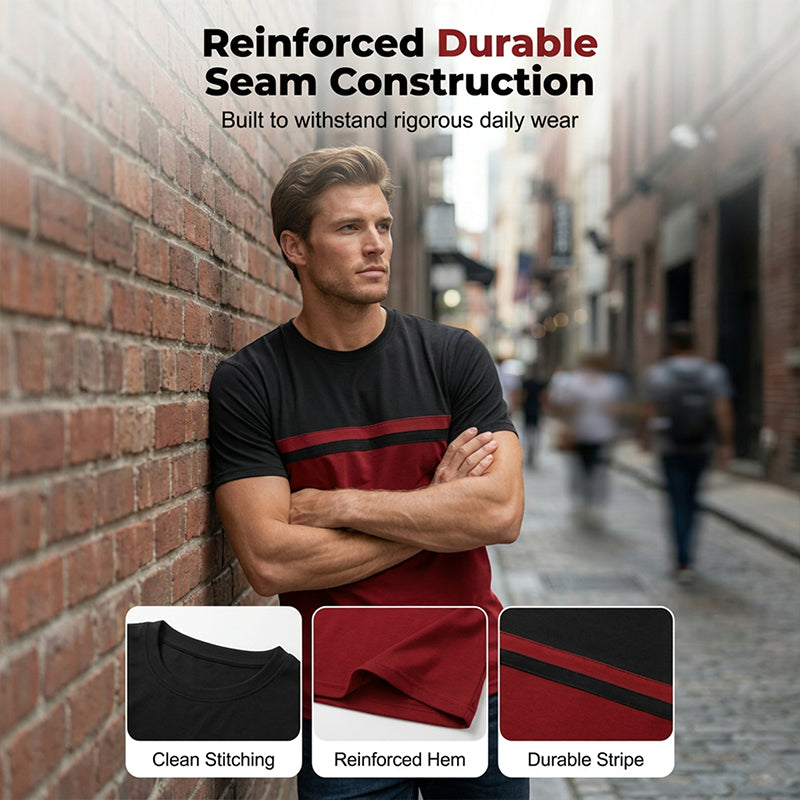 👕🔥 PROMO FLASH 50% ! T-shirt Homme Color-Block – Col Rond, Tissu Respirant & Léger, Style Décontracté Moderne, Parfait pour Loisirs, Sport & Quotidien ✨