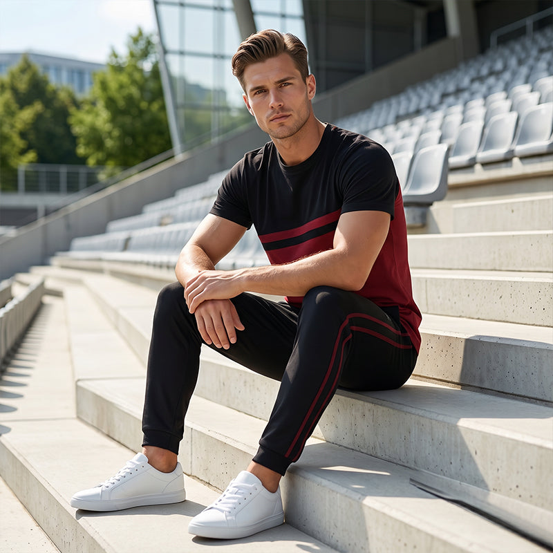 👕🔥 PROMO FLASH 50% ! T-shirt Homme Color-Block – Col Rond, Tissu Respirant & Léger, Style Décontracté Moderne, Parfait pour Loisirs, Sport & Quotidien ✨