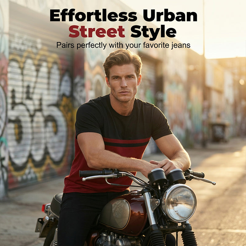 👕🔥 PROMO FLASH 50% ! T-shirt Homme Color-Block – Col Rond, Tissu Respirant & Léger, Style Décontracté Moderne, Parfait pour Loisirs, Sport & Quotidien ✨