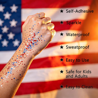 ✨🎆 PROMO FLASH 50% ! Bâton de Paillettes 3D pour Fêtes – Rouge, Blanc, Bleu, Application Facile, Formule Sûre & Lavable 🇫🇷