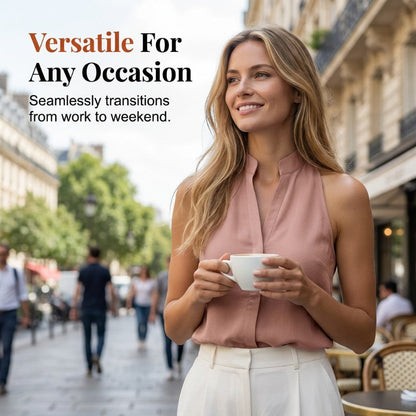 🔥Jusqu'à épuisement des stocks : 40 % de réduction !🌸Haut d'été sans manches à col montant et encolure en V