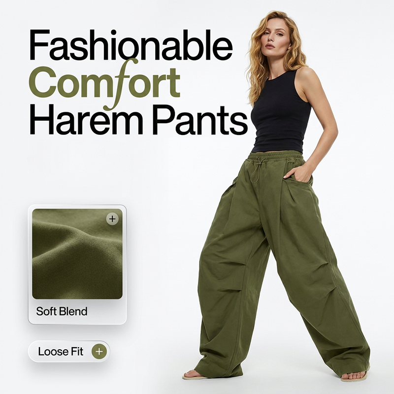 👖 Pantalon lanterne ample à plis — Un tissu de qualité, le choix idéal pour allier confort et style 🌿