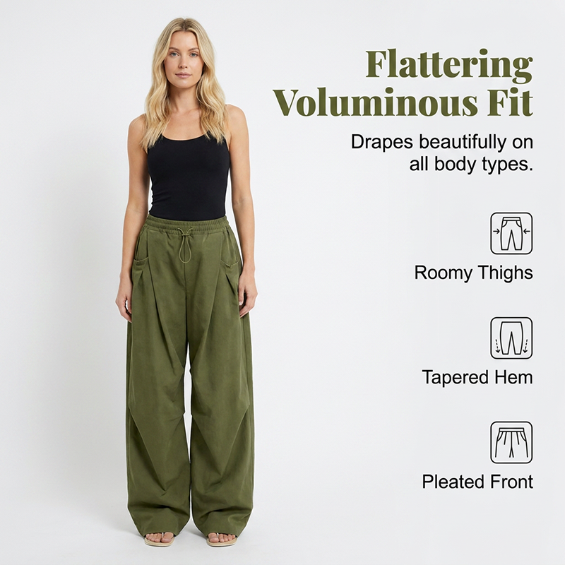 👖 Pantalon lanterne ample à plis — Un tissu de qualité, le choix idéal pour allier confort et style 🌿