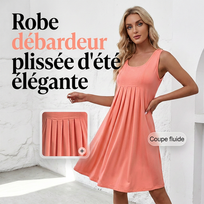 👗 Jupe plissée sans manches, robe débardeur, style décontracté et polyvalent 🌼