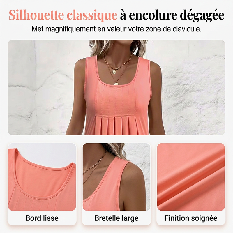 👗 Jupe plissée sans manches, robe débardeur, style décontracté et polyvalent 🌼