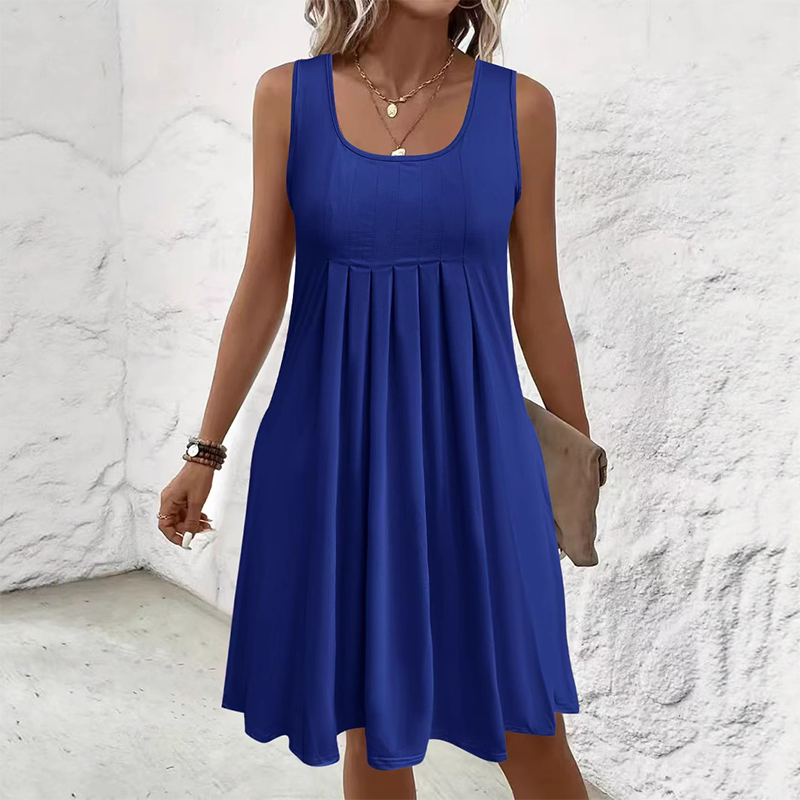 👗 Jupe plissée sans manches, robe débardeur, style décontracté et polyvalent 🌼