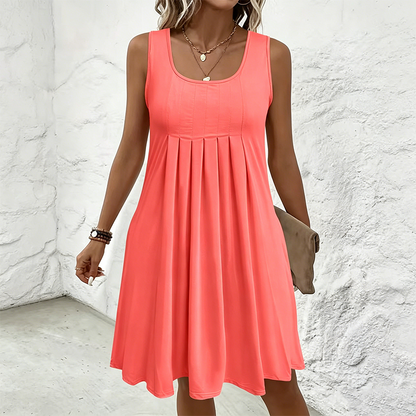 👗 Jupe plissée sans manches, robe débardeur, style décontracté et polyvalent 🌼