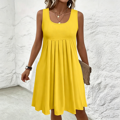 👗 Jupe plissée sans manches, robe débardeur, style décontracté et polyvalent 🌼