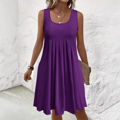 👗 Jupe plissée sans manches, robe débardeur, style décontracté et polyvalent 🌼