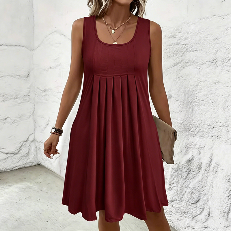 👗 Jupe plissée sans manches, robe débardeur, style décontracté et polyvalent 🌼