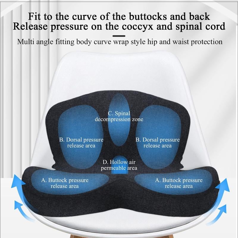📢📢50 % DE RÉDUCTION !! ⏰ Coussin en Mousse à Mémoire de Forme Respirant – Antidérapant & Soulage le Coccyx 🌬️🍑 【Aujourd'hui Seulement】