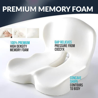 📢📢50 % DE RÉDUCTION !! ⏰ Coussin en Mousse à Mémoire de Forme Respirant – Antidérapant & Soulage le Coccyx 🌬️🍑 【Aujourd'hui Seulement】