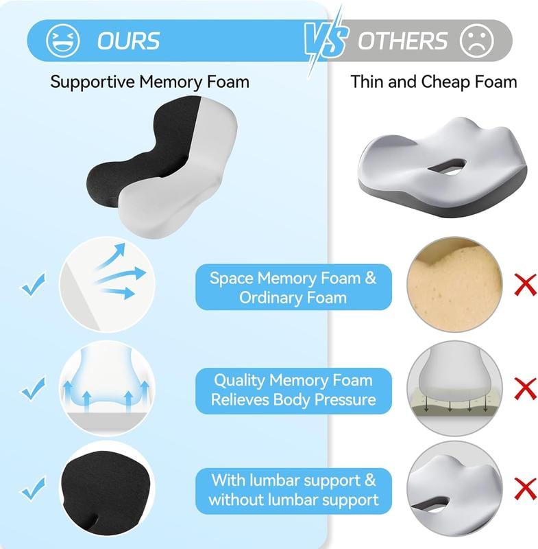 📢📢50 % DE RÉDUCTION !! ⏰ Coussin en Mousse à Mémoire de Forme Respirant – Antidérapant & Soulage le Coccyx 🌬️🍑 【Aujourd'hui Seulement】