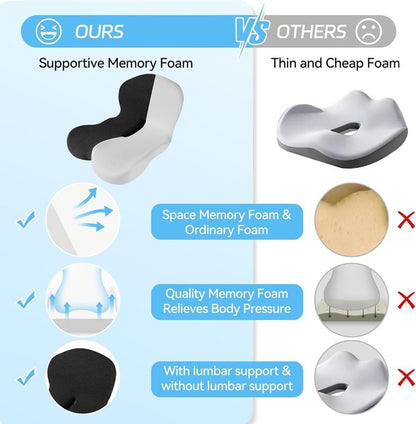 📢📢50 % DE RÉDUCTION !! ⏰ Coussin en Mousse à Mémoire de Forme Respirant – Antidérapant & Soulage le Coccyx 🌬️🍑 【Aujourd'hui Seulement】