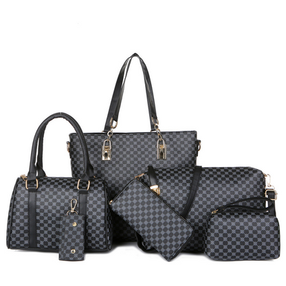 👜 Lot de 6 sacs✨ Cuir PU haut de gamme · Classique, résistant et facile à nettoyer🎒