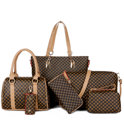 👜 Lot de 6 sacs✨ Cuir PU haut de gamme · Classique, résistant et facile à nettoyer🎒