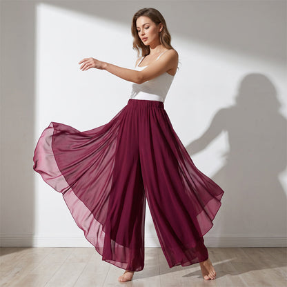 ✨ Pantalon en mousseline à jambes larges pour femme 👖Asymétrique et élégant – Parfait pour le quotidien et les vacances 🌿