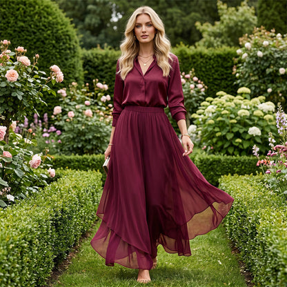 ✨ Pantalon en mousseline à jambes larges pour femme 👖Asymétrique et élégant – Parfait pour le quotidien et les vacances 🌿