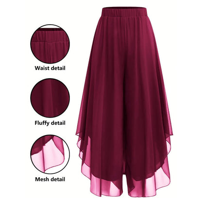 ✨ Pantalon en mousseline à jambes larges pour femme 👖Asymétrique et élégant – Parfait pour le quotidien et les vacances 🌿