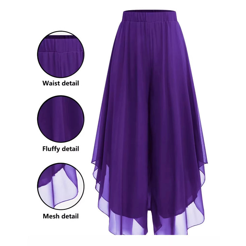 ✨ Pantalon en mousseline à jambes larges pour femme 👖Asymétrique et élégant – Parfait pour le quotidien et les vacances 🌿