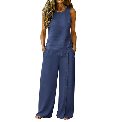 ✨ Ensemble décontracté pour femme - Top sans manches et pantalon large 🔥