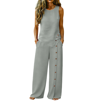 ✨ Ensemble décontracté pour femme - Top sans manches et pantalon large 🔥