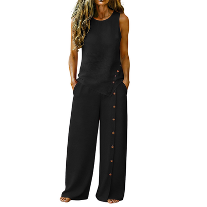 ✨ Ensemble décontracté pour femme - Top sans manches et pantalon large 🔥