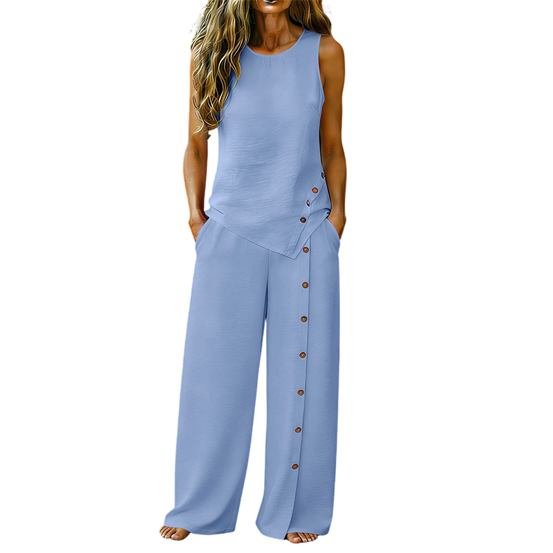 ✨ Ensemble décontracté pour femme - Top sans manches et pantalon large 🔥