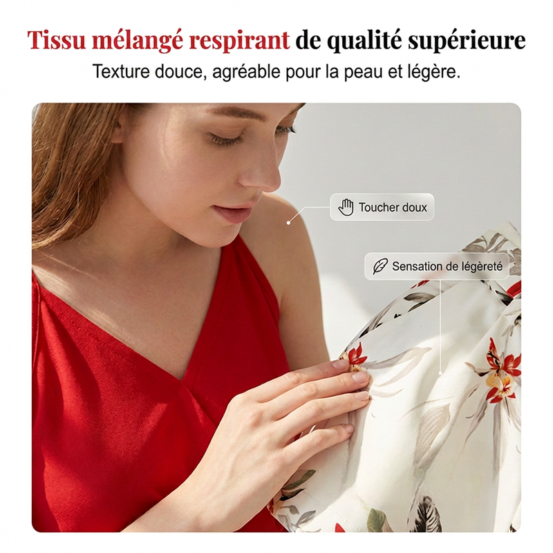 🏝️ PROMO EXCLUSIVE 57% ! 💃 Set Vacances Femme – Haut Bretelles Croisées & Shorty Taille Haute, Imprimé Floral Tropical 🌴