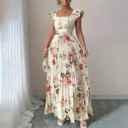 👗 Robe longue plissée à imprimé floral raffiné 🌼
