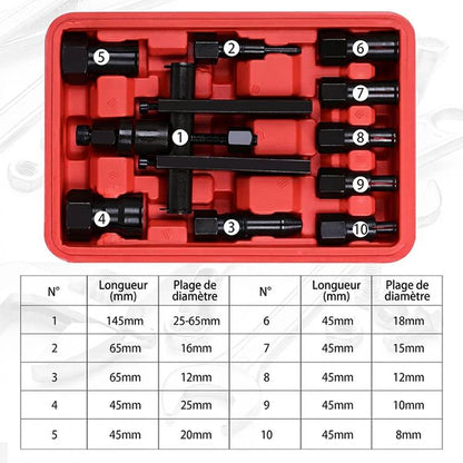 🔧 50 % DE RÉDUCTION ! 🏍️ Jeu de 10 outils pour démonter les roulements de moto – Qualité robuste, utilisation simple et adapté à différents diamètres intérieurs – parfait pour les bricoleurs et les petits ateliers 🛠️