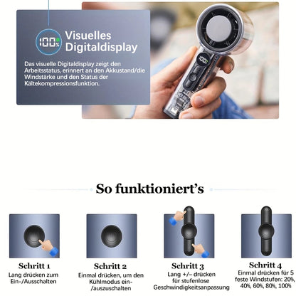 📢📢50 % DE RÉDUCTION !! ⏰Ventilateur portable sans pales – Plus de 100 vitesses, affichage numérique ❄️🌀