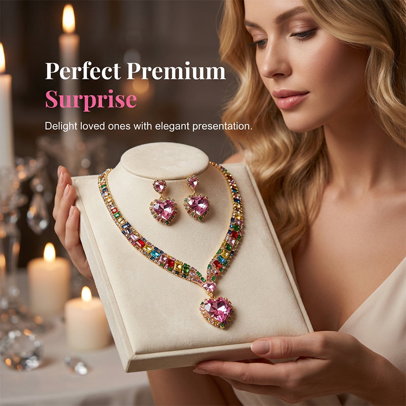 📢📢40 % DE RÉDUCTION !! ⏰Collier et boucles d'oreilles de la parure « Sparkling Heart »
