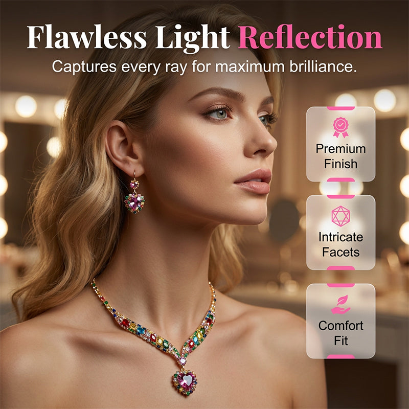 📢📢40 % DE RÉDUCTION !! ⏰Collier et boucles d'oreilles de la parure « Sparkling Heart »