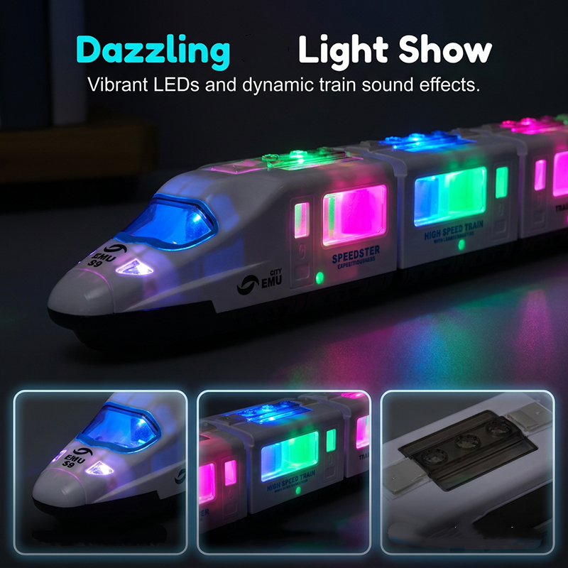 📢📢50 % DE RÉDUCTION !! ⏰  Train Jouet Électrique – Lumières, Fonction Anti-Obstacles, Musique 🎶