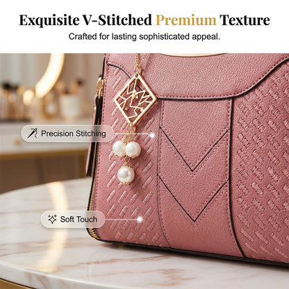 📢📢50 % DE RÉDUCTION !! ⏰Sac À Main Femme Élégant – Poignées & Bandoulière, Cuir PU, Texture Coutures en V, 8 Couleurs, Organisation Intelligente ✨