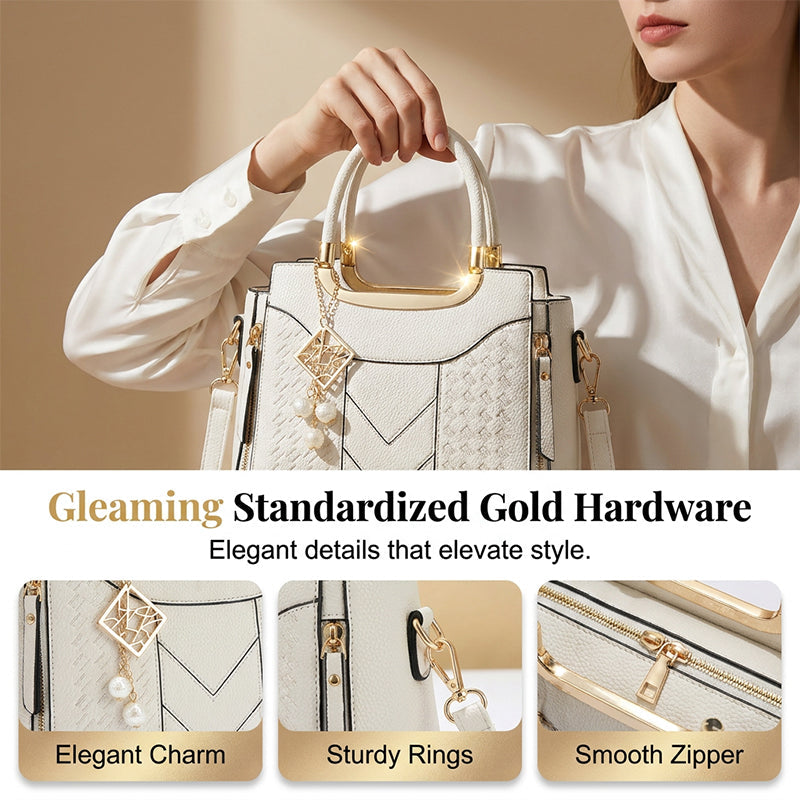 📢📢50 % DE RÉDUCTION !! ⏰Sac À Main Femme Élégant – Poignées & Bandoulière, Cuir PU, Texture Coutures en V, 8 Couleurs, Organisation Intelligente ✨