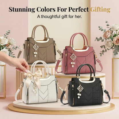 📢📢50 % DE RÉDUCTION !! ⏰Sac À Main Femme Élégant – Poignées & Bandoulière, Cuir PU, Texture Coutures en V, 8 Couleurs, Organisation Intelligente ✨