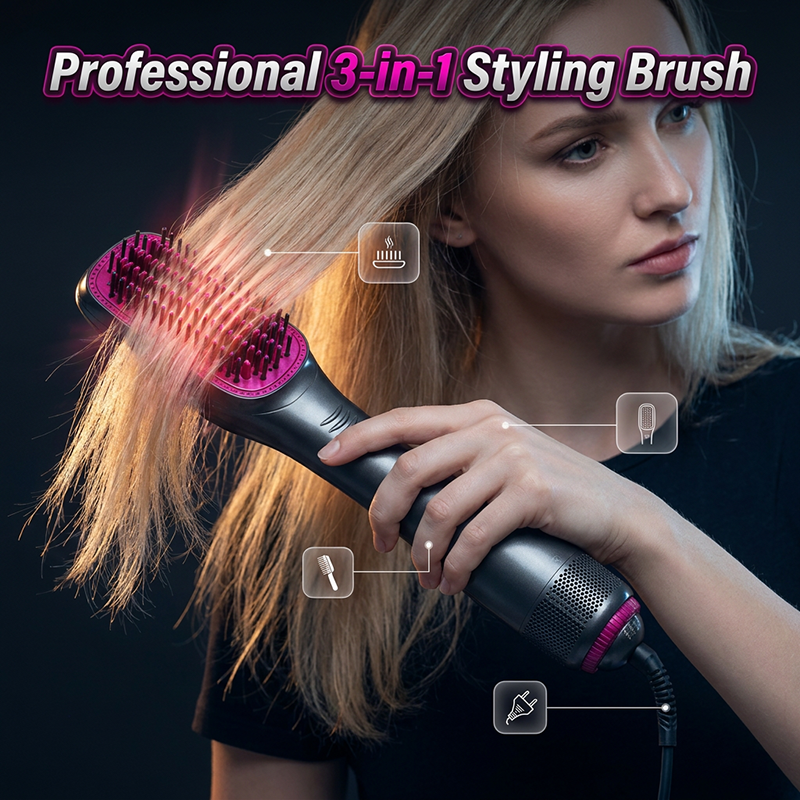 💇‍♀️ 50% DE RÉDUCTION ⏰ Brosse soufflante 3-en-1 – Sèche, lisse & coiffe en un seul appareil – Idéale pour un brushing rapide à la maison – gain de temps et résultat professionnel ✨🌀🌿