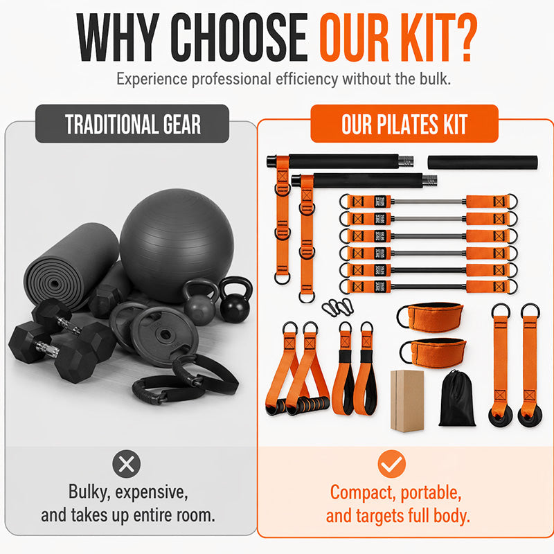 💪Kit Barre Pilates Portable avec 6 Bandes de Résistance