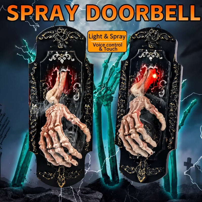 👻Soldes d'Halloween👻Décoration suspendue de sonnette de porte à crâne fantomatique