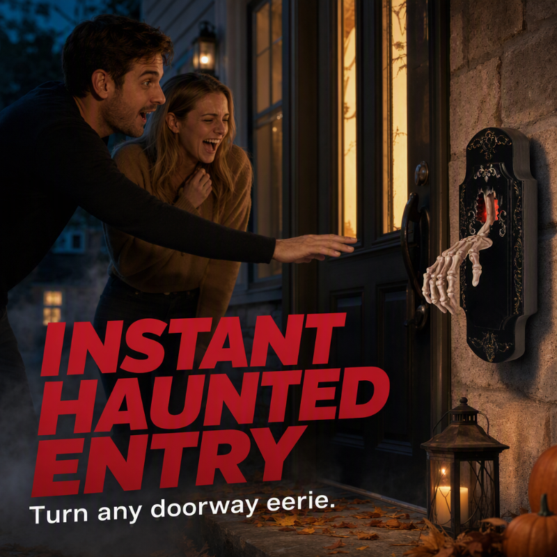 👻Soldes d'Halloween👻Décoration suspendue de sonnette de porte à crâne fantomatique