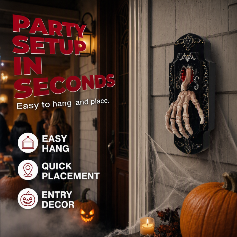 👻Soldes d'Halloween👻Décoration suspendue de sonnette de porte à crâne fantomatique